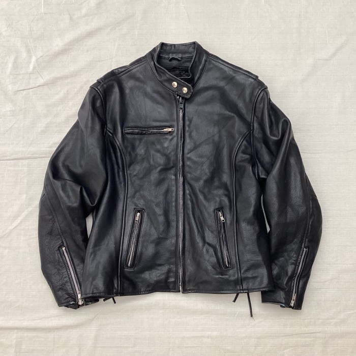 70s UNKNOWN zip up leather jacket 短丈 ボロ - ジャケット・アウター