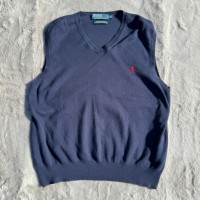 90s Polo by Ralph Lauren knit best navy ラルフローレン　ニット　ニットベスト | Vintage.City 古着屋、古着コーデ情報を発信