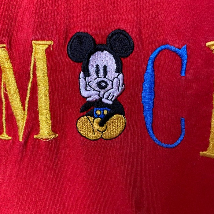 90s ミッキーマウス 刺繍 Tシャツ 古着 ディズニー 赤 レッド ミッキー | Vintage.City 古着屋、古着コーデ情報を発信