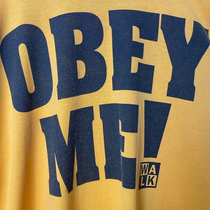90s OBEY ME! メッセージTシャツ 古着 黄 イエロー ロゴ プリント | Vintage.City 빈티지숍, 빈티지 코디 정보