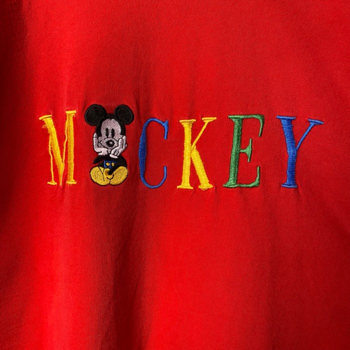 90s ミッキーマウス 刺繍 Tシャツ 古着 ディズニー 赤 レッド ミッキー | Vintage.City 古着屋、古着コーデ情報を発信