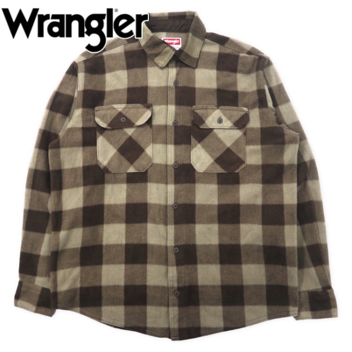 Wrangler 90年代 フリースシャツ M ブラウン チェック ポリエステル | Vintage.City 古着屋、古着コーデ情報を発信