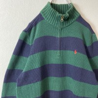 Polo Ralph Lauren halfzip border knit sizeXL (L相当）　配送A ラルフローレン　ハーフジップニット　ボーダー　緑 | Vintage.City 빈티지숍, 빈티지 코디 정보