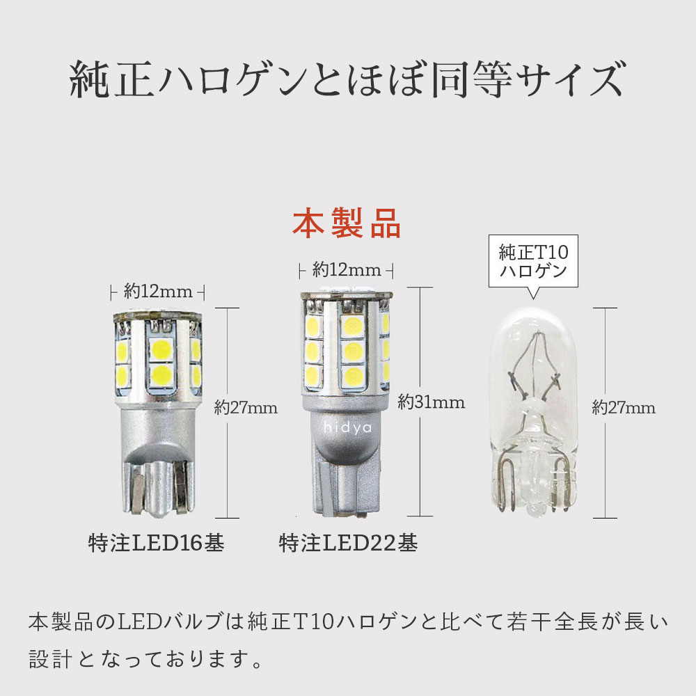 公式】HID屋 T10 T16 LED 爆光 2800lm 特注の明るいLEDチップ搭載 ホワイト6500k/