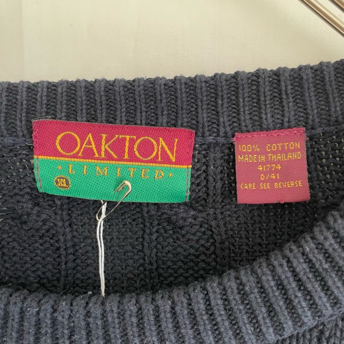 90s OAKTON ケーブルニット コットンニット セーター 紺 ネイビー | Vintage.City 古着屋、古着コーデ情報を発信