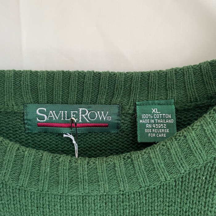 90s SAVILE ROW コットンニット セーター 緑 グリーン 無地 古着 | Vintage.City 古着屋、古着コーデ情報を発信