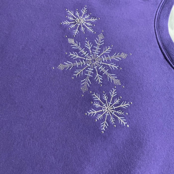 M&C sportswear 雪の結晶　冬　デザイン　刺繍　ダブルカラー　スウェットシャツ　パープル　A333 | Vintage.City 빈티지숍, 빈티지 코디 정보