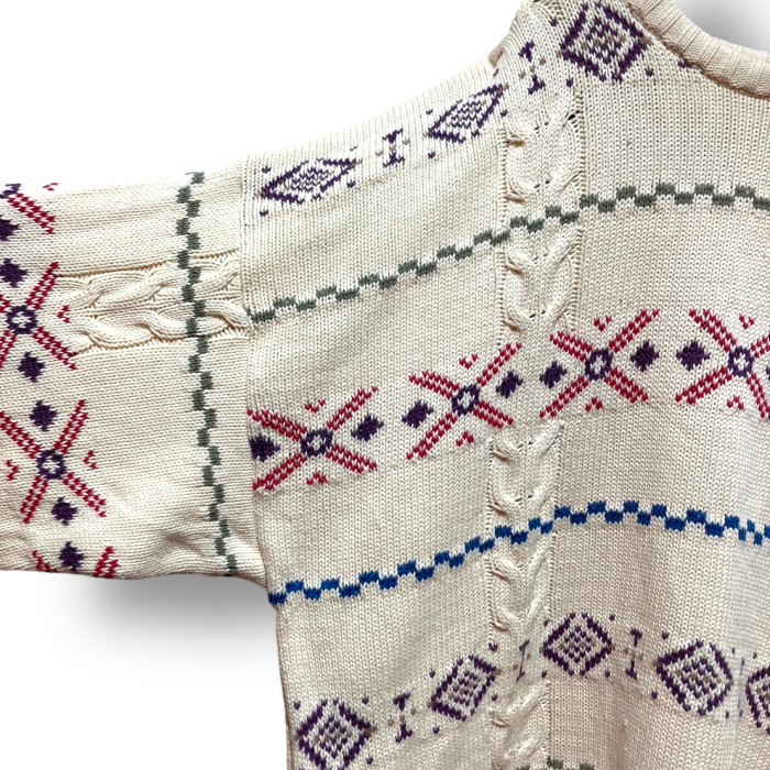 80-90’s “Eddie Bauer” Native Pattern Cotton Knit | Vintage.City 古着屋、古着コーデ情報を発信