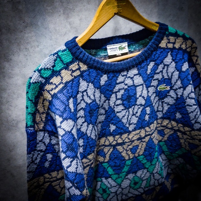”鰐戯幾何” 90s CHEMISE LACOSTE Special Design Blue diamond pattern knit | Vintage.City Vintage Shops, Vintage Fashion Trends