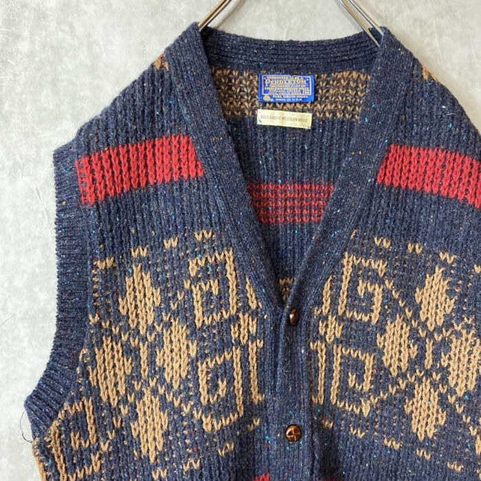 PENDLETON 80's usa製 wool knit vest size M 配送A ペンドルトン　厚手ニットベスト　総柄 | Vintage.City 빈티지숍, 빈티지 코디 정보