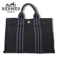 HERMES フランス製 フールトゥPM キャンバス トートバッグ ブラック コットン | Vintage.City 古着屋、古着コーデ情報を発信