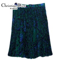 Christian Dior SPORTS ツイード タック フレアスカート M ネイビー