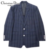 Christian Dior MONSIEUR 2B テーラードジャケット 91-79-170 ネイビー チェック ウール モヘア混 オールド 日本製 | Vintage.City 古着屋、古着コーデ情報を発信