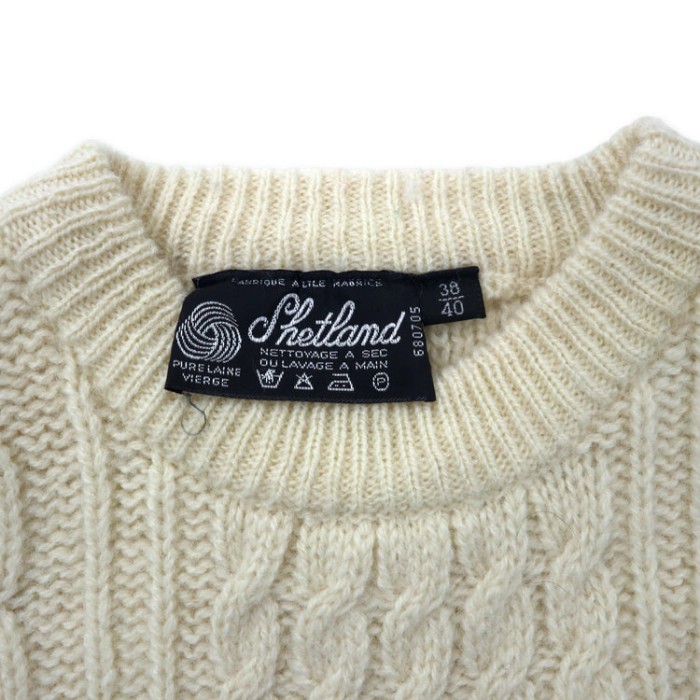 Shetland フィッシャーマン アランニット セーター 38/40 ホワイト ウール | Vintage.City 古着屋、古着コーデ情報を発信