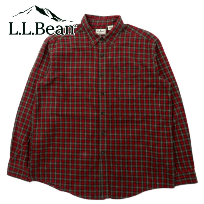L.L.Bean ボタンダウンシャツ L レッド チェック コットン ペルー製 | Vintage.City 빈티지숍, 빈티지 코디 정보
