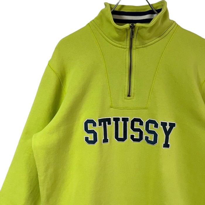 stussy ステューシー スウェット L ハーフジップ 刺繍ロゴ センター