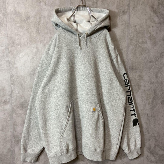 Carhartt pullover hoodie size XL 配送A カーハート　プルオーバーパーカー　アームロゴ　グレー | Vintage.City 빈티지숍, 빈티지 코디 정보