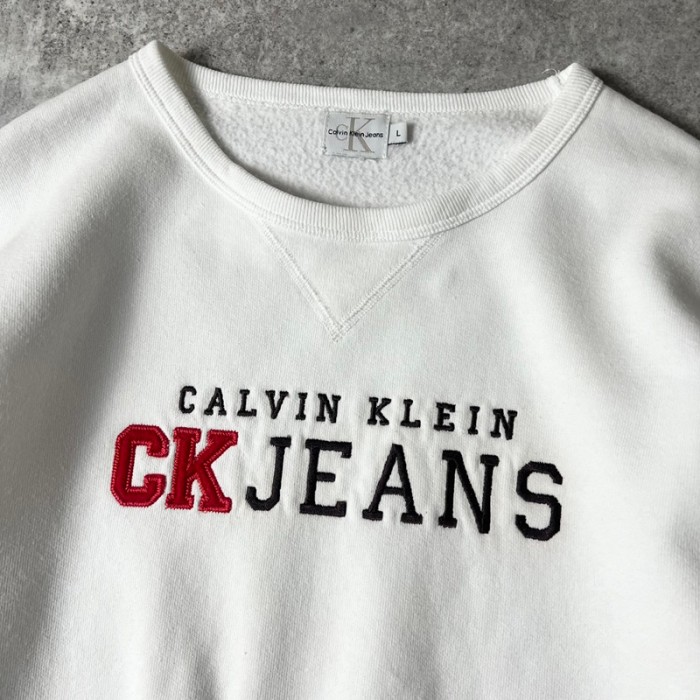 90s USA製 Calvin Klein Jeans ロゴ 刺繍 前V スウェット トレーナー L / 90年代 アメリカ製 カルバンクライン オールド | Vintage.City 古着屋、古着コーデ情報を発信