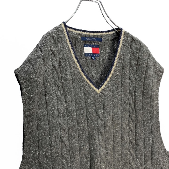 90s TOMMY HILFIGER cable design wool knit vest | Vintage.City 古着屋、古着コーデ情報を発信