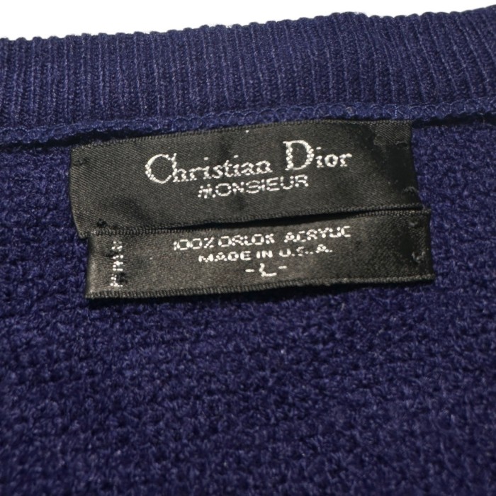 Christian Dior ディオール Vネック セーター  ワンポイント 刺繍  ロゴ USA製 ネイビー Lサイズ 古着 【UR-0071】 | Vintage.City 빈티지숍, 빈티지 코디 정보