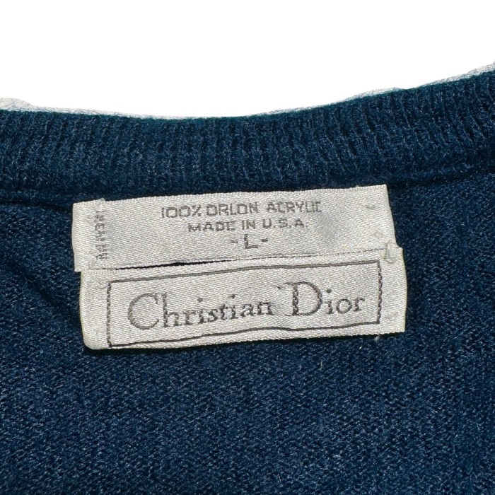 Christian Dior ディオール Vネック セーター  ラグラン袖 ワンポイント 刺繍  ロゴ USA製 ダークブルー Lサイズ メンズ 古着 【UR-0072】 | Vintage.City 古着屋、古着コーデ情報を発信