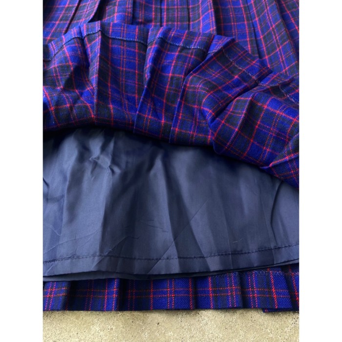 wool skirt / ウール  プリーツ チェック柄スカート リボン 黒青 #100 | Vintage.City 古着屋、古着コーデ情報を発信