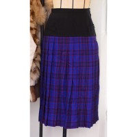 wool skirt / ウール  プリーツ チェック柄スカート リボン 黒青 #100 | Vintage.City 빈티지숍, 빈티지 코디 정보