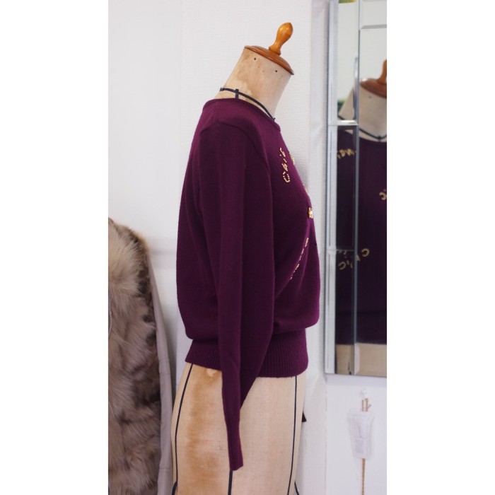 knit sweater / ビーズ刺繍 ニットセーター 紫 #98 | Vintage.City 古着屋、古着コーデ情報を発信