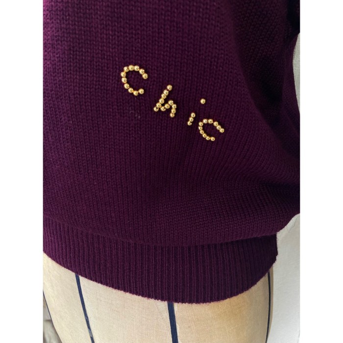 knit sweater / ビーズ刺繍 ニットセーター 紫 #98 | Vintage.City 古着屋、古着コーデ情報を発信