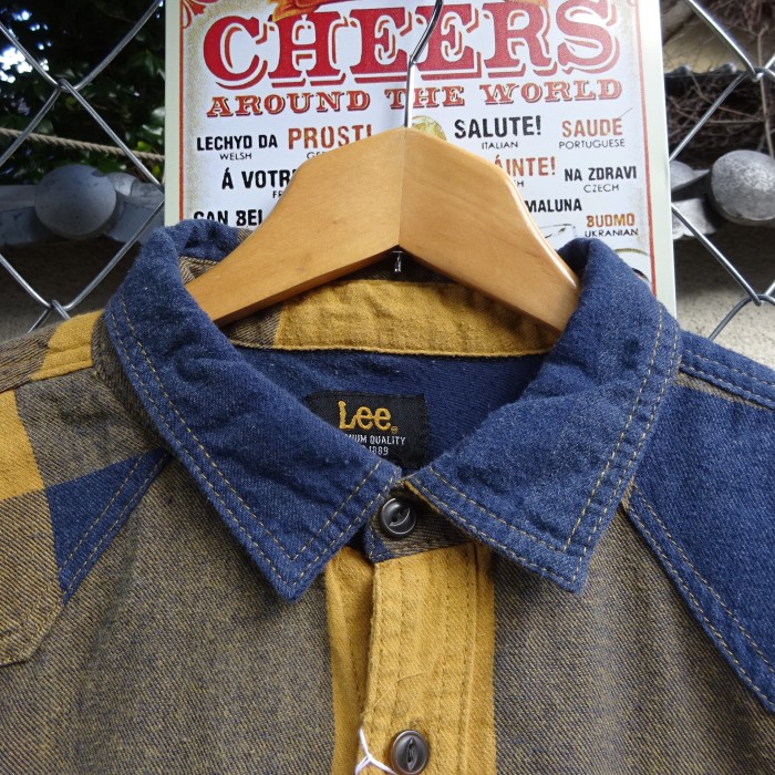 リー ウエスタンシャツ L ブルー イエロー チェック 胸ポケット 長袖シャツ 9542 | Vintage.City 빈티지숍, 빈티지 코디 정보