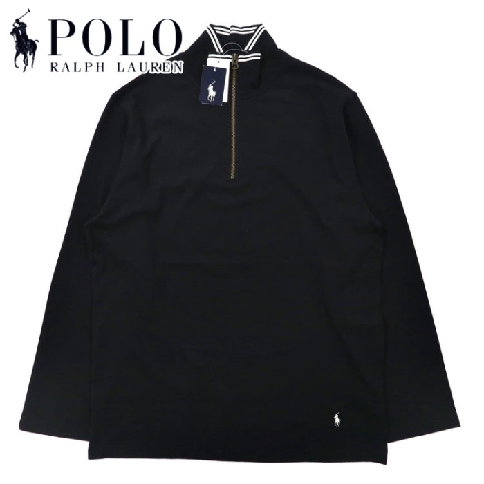 Polo by Ralph Lauren ハーフジップトップス L ブラック コットン スモールポニー刺繍 未使用品 | Vintage.City 古着屋、古着コーデ情報を発信