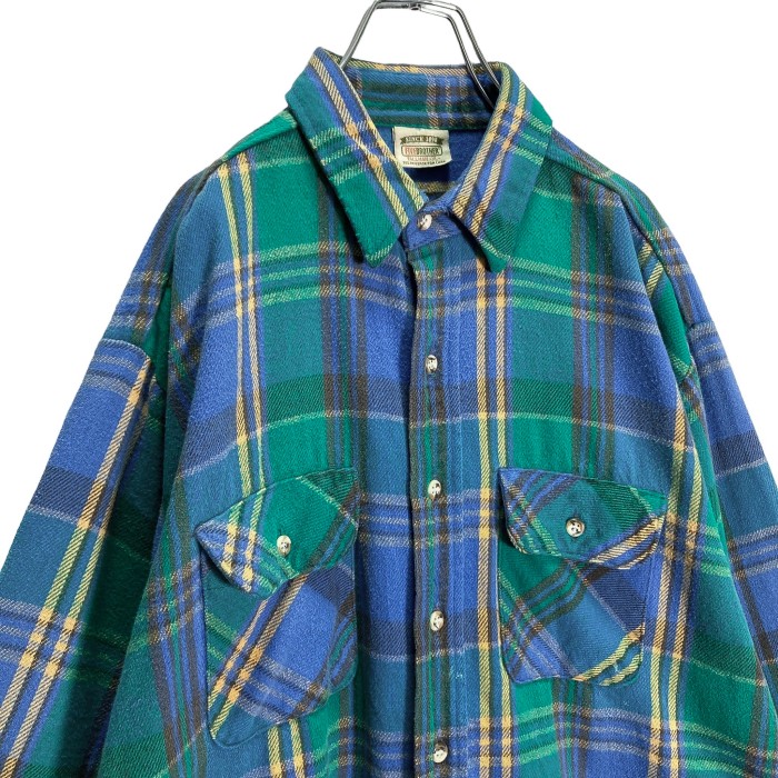 90s FIVE BROTHER L/S cotton check nel shirt | Vintage.City 빈티지숍, 빈티지 코디 정보