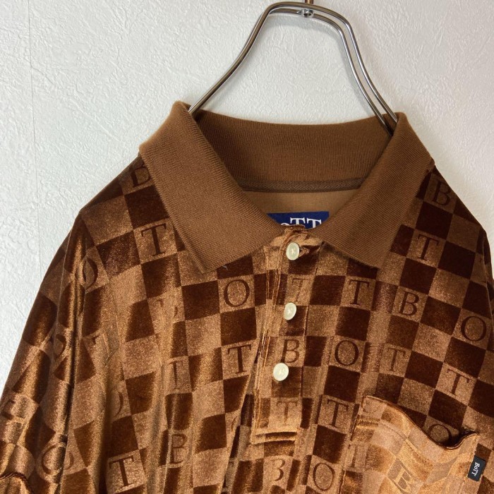 BoTT Checkerboard Velour Polo size XL 配送B　ボット　ポロベロア | Vintage.City 古着屋、古着コーデ情報を発信