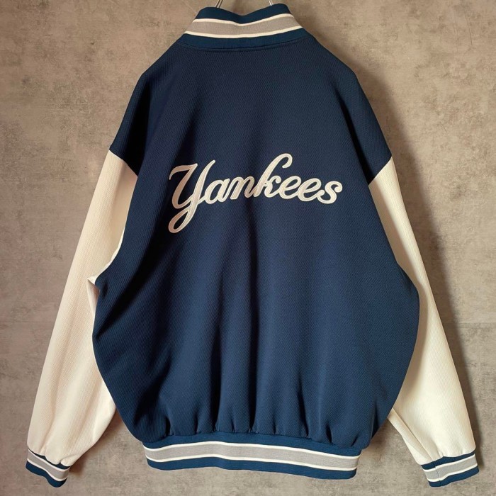 MLB newyork yankees embroidery mesh stadium jacket size M 配送B　背面ビッグ刺繍ロゴ　メッシュ　ニューヨークヤンキース | Vintage.City 古着屋、古着コーデ情報を発信