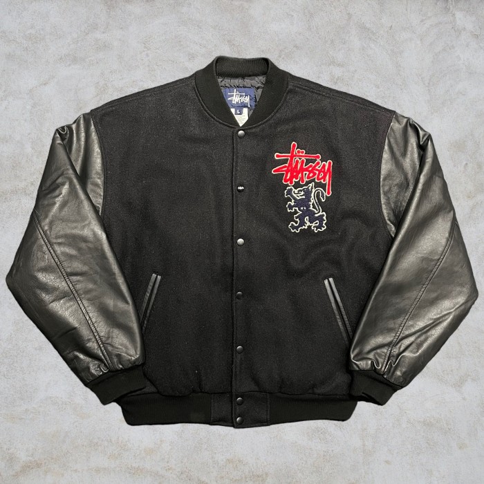 90’s old stussy Dragon Design Varsity Jacket | Vintage.City 古着屋、古着コーデ情報を発信
