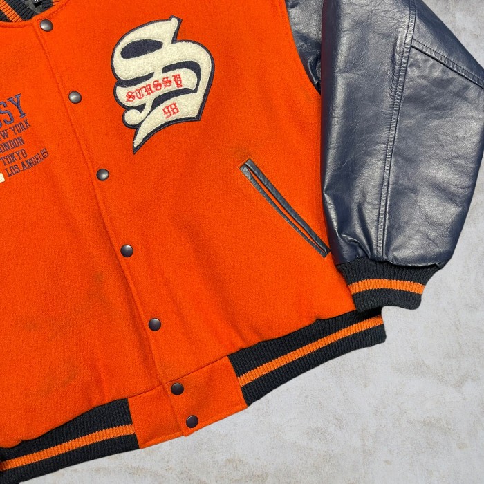 90’s old stussy “BIG 4” Varsity Jacket | Vintage.City 빈티지숍, 빈티지 코디 정보