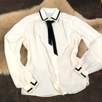 オフホワイトパイピングシャツブラウス | Vintage.City 古着屋、古着コーデ情報を発信