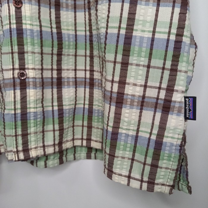 パタゴニア　A/C　シャツ　半袖　チェック　シアサッカー　刺繍　グリーン系　L | Vintage.City 古着屋、古着コーデ情報を発信