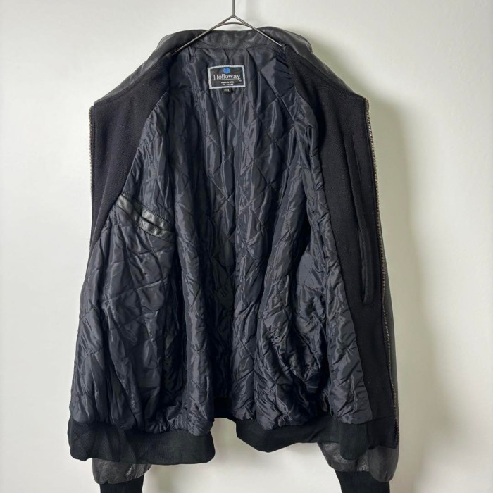 90s USA製 企業ロゴ 袖レザー スタジャン ブラック 2XL S2101 | Vintage.City 古着屋、古着コーデ情報を発信