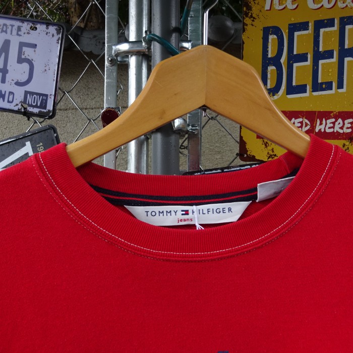 トミーヒルフィガー スウェット L レッド 星条旗 プルオーバー 胸ロゴ 赤 青 9570 | Vintage.City 古着屋、古着コーデ情報を発信