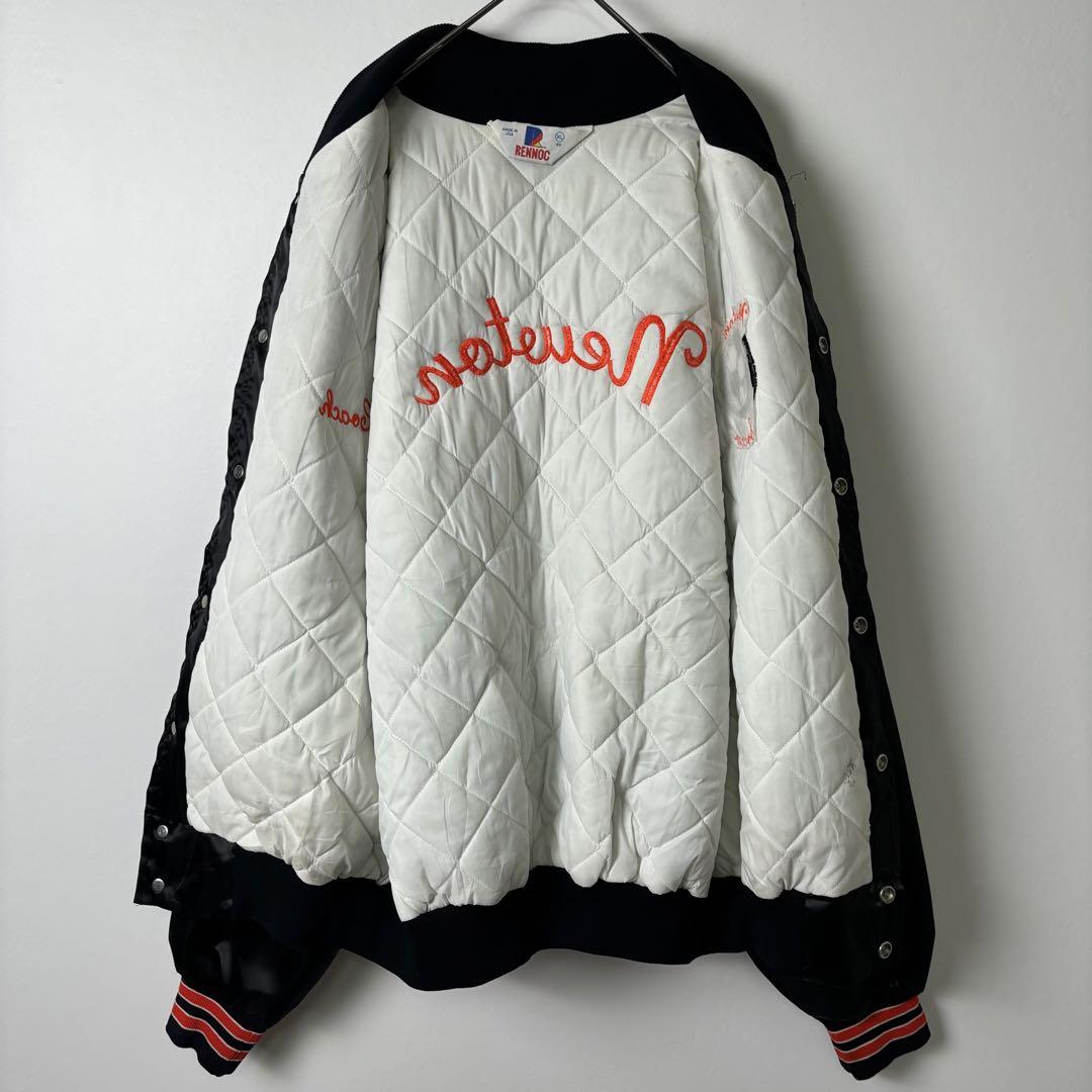 90s USA製 ナイロンスタジャン 中綿 刺繍 バックロゴ XL S2101 