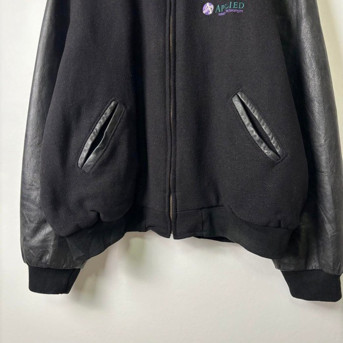 90s USA製 企業ロゴ 袖レザー スタジャン ブラック 2XL S2101 | Vintage.City 古着屋、古着コーデ情報を発信