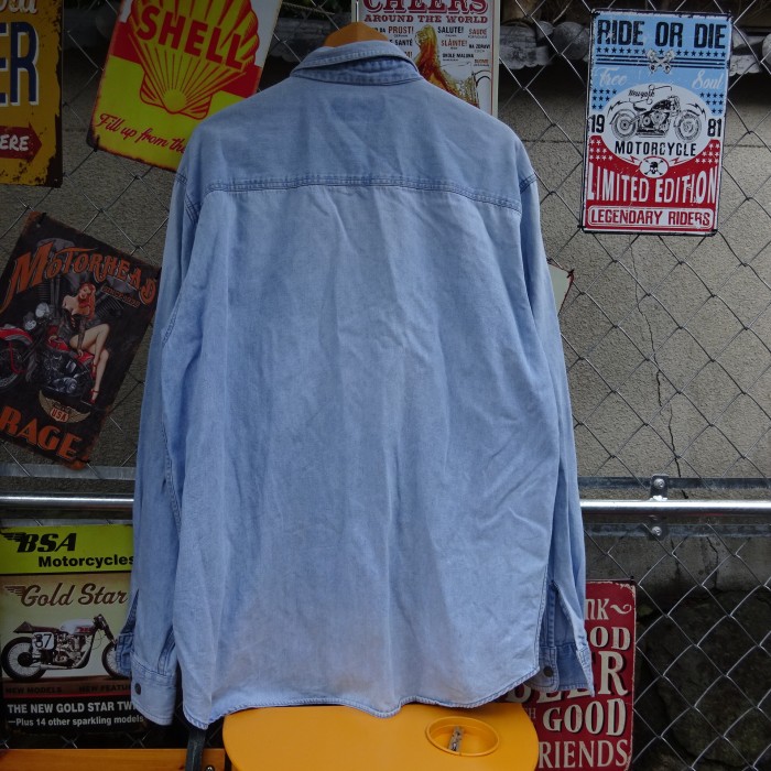 ハーレーダビッドソン デニムシャツ XL ブルー 胸ポケット 刺繍ロゴ 長袖 青 9585 | Vintage.City 빈티지숍, 빈티지 코디 정보