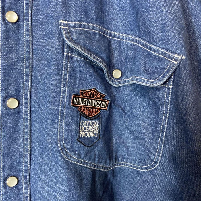 Harley-Davidson embroidery denim shirt size L 配送A　ハーレーダビッドソン　デニムシャツ　刺繍ロゴ | Vintage.City Vintage Shops, Vintage Fashion Trends