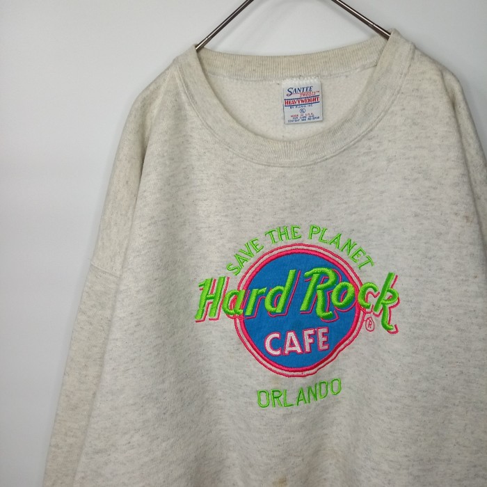 90s　ハードロックカフェ　HARD ROCK CAFE　クルーネック　スウェット　刺繍ロゴ　グレー　XL | Vintage.City 빈티지숍, 빈티지 코디 정보