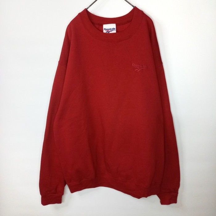 90s　アメリカ製　リーボック　スウェット　トレーナー　刺繍　同色ロゴ　レッド　赤　L | Vintage.City 古着屋、古着コーデ情報を発信