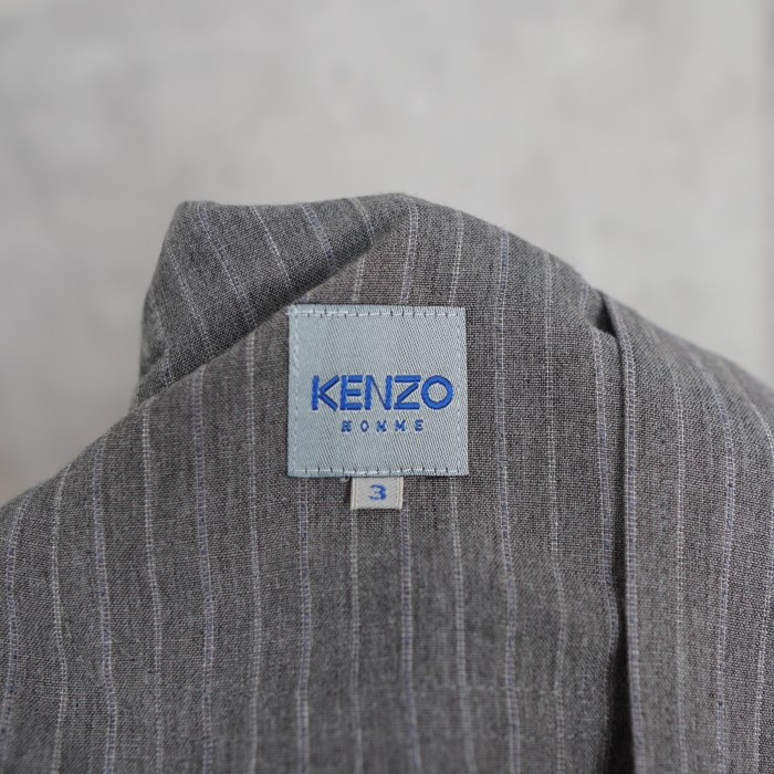 KENZO  ケンゾー  長袖シャツ　シャツジャケット　オープンカラー　ストライプ柄　マルチポケット　日本製　XLサイズ | Vintage.City 古着屋、古着コーデ情報を発信