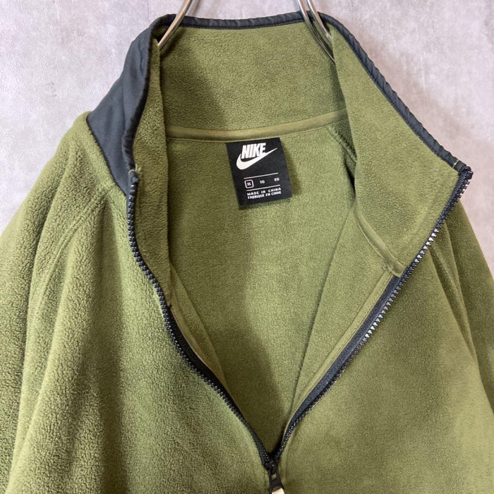 NIKE halfzip fleece jacket size XL 配送A  ナイキ　ハーフジップ　刺繍ロゴ　カーキ | Vintage.City 古着屋、古着コーデ情報を発信