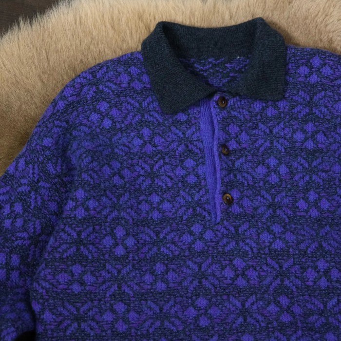 イタリア古着 パープルニットポロシャツセーター | Vintage.City 빈티지숍, 빈티지 코디 정보