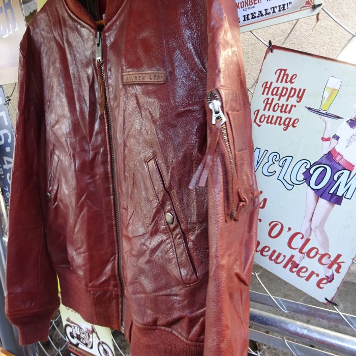 アヴィレックス レザージャケット M ブラウン ヤギ革 フライトジャケット 茶色 9598 | Vintage.City 古着屋、古着コーデ情報を発信